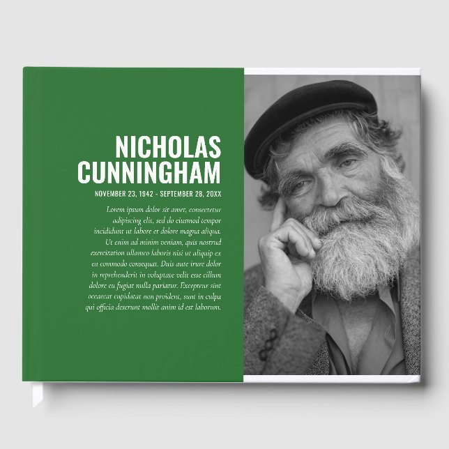 Livro De Visitas Memorial do Filtro Branco Preto de Foto Simples Mo (Frente)