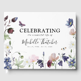 Livro De Visitas Memorial Elegante Boho Wildflower