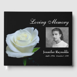 Livro De Visitas Memorial Floral Black and White Photo Funeral