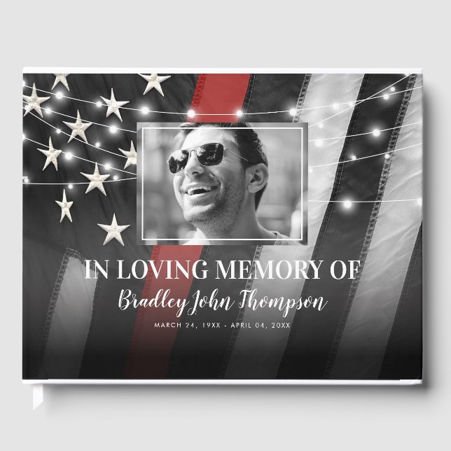 Livro De Visitas Memorial Funeral do Bombeiro | Linha vermelha fina (Frente)