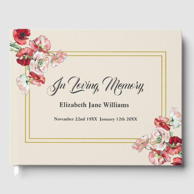 Livro De Visitas Memorial Funeral | Poppias aquáticas (Frente)