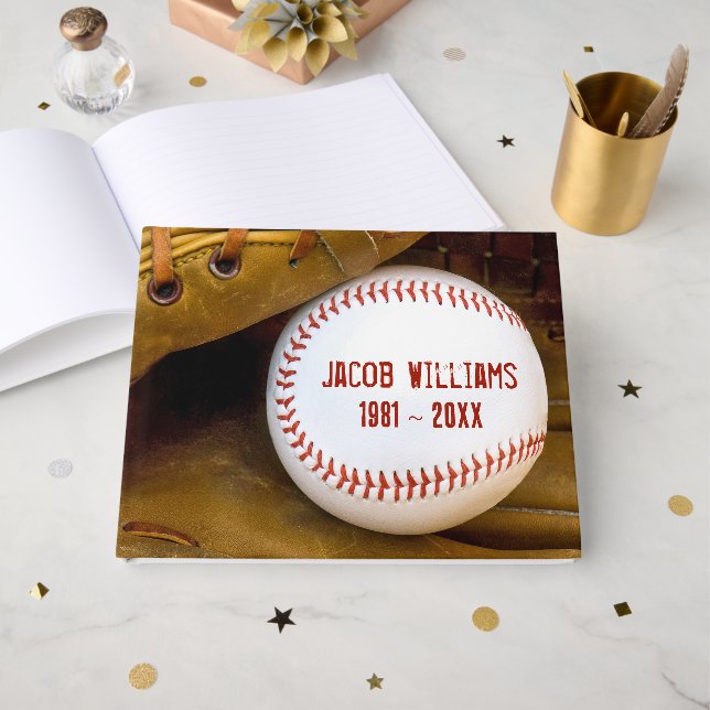 Livro De Visitas Memorial Service Baseball In Glove (Frente aberta)