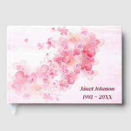Livro De Visitas Memorial Service Cherry Blossoms On Pink 