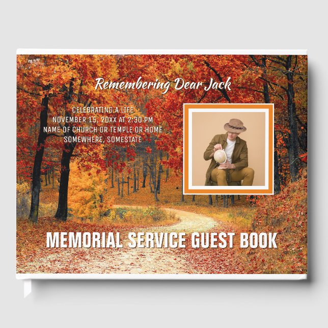 Livro De Visitas Memorial Service Fall Forest Autumn Adicionar Sua  (Frente)