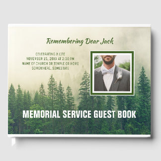 Livro De Visitas Memorial Service Foggy Forest Trees Adiciona Sua F