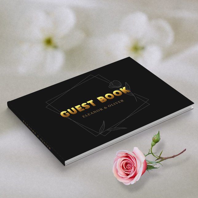 Livro De Visitas Memórias do ouro : Casamento Negro e Dourado Elega (Golden Memories _ Elegant Black & Gold Wedding Guest Book )