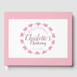 Livro De Visitas Menina batizando rosa e branco personalizado