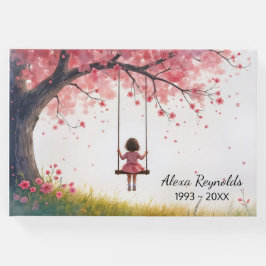 Livro De Visitas Menina em uma árvore de cereja