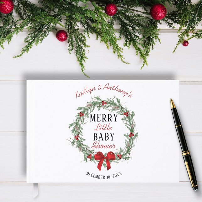 Livro De Visitas Merry Little Christmas Baby Shower (Criador carregado)