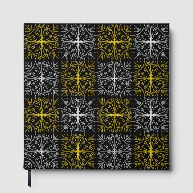 Livro De Visitas Metallic flower tile abstract (Frente)