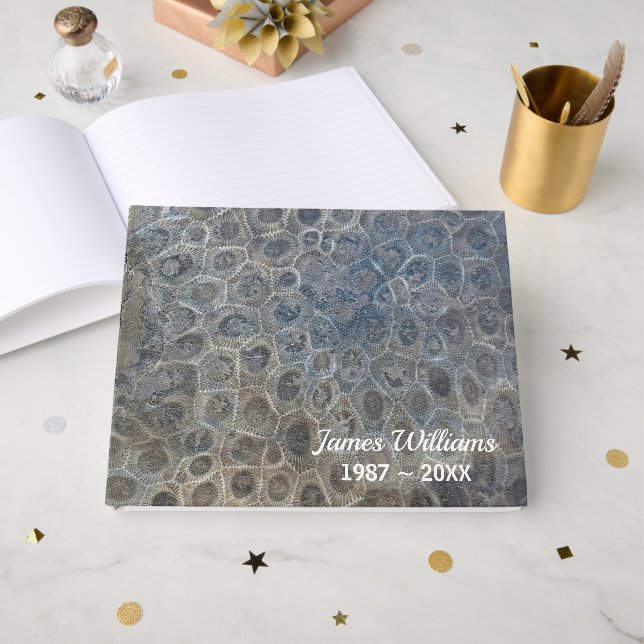 Livro De Visitas Michigan Petoskey Stone Design  (Frente aberta)