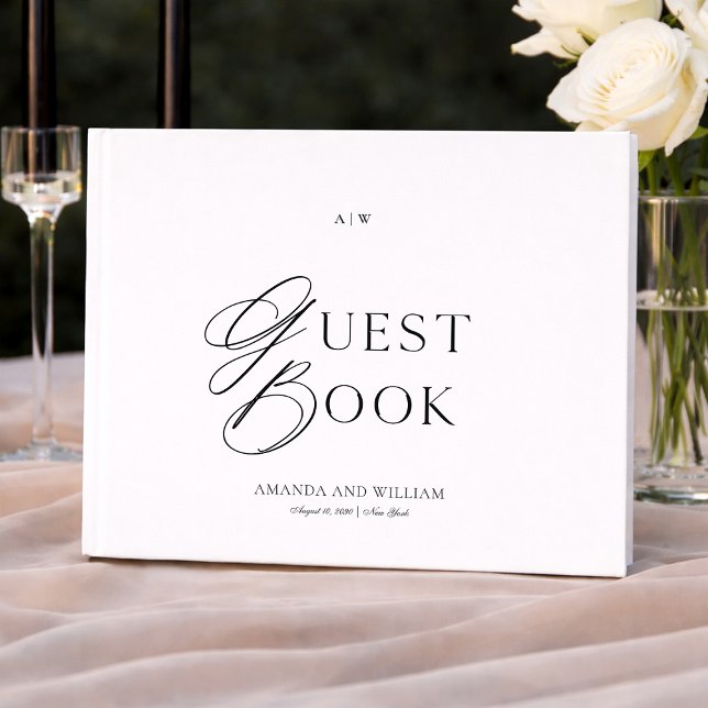 Livro De Visitas Minimal Black & White Wedding Guest Book (Criador carregado)