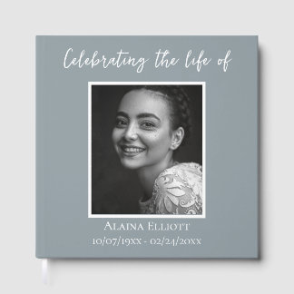 Livro De Visitas Minimal Celebration of Life Photo Custom Funeral