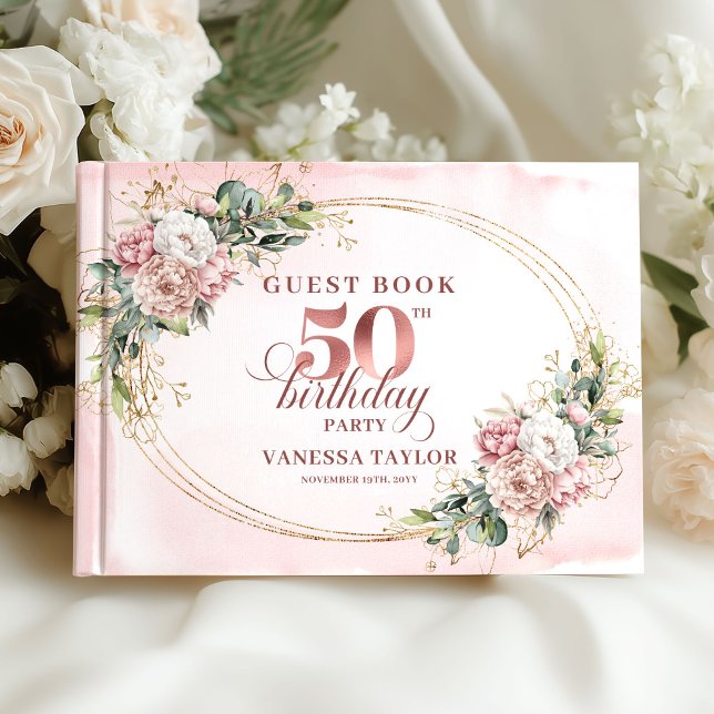 Livro De Visitas Minimal Elegant Blush 50th Birthday Guest Book (Minimal Elegant Blush 50th Birthday Guest Book)