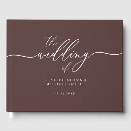 Livro De Visitas Minimal Modern Chocolate Brown Wedding Guest