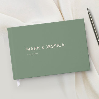 Livro De Visitas Minimal Modern Green Wedding Guest Book