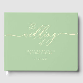 Livro De Visitas Minimal Modern Pistachio & Cream Wedding Guest