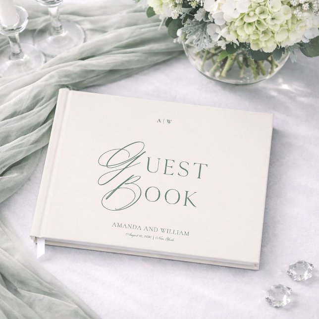 Livro De Visitas Minimal Sage Green Wedding Guest Book (Criador carregado)