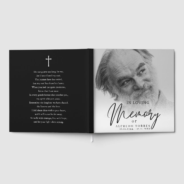 Livro De Visitas Minimalist Black & White In Loving Memory Funeral  (Completo)