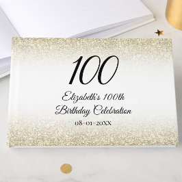 Livro De Visitas Minimalist Elegant Gold and Black 100th Birthday