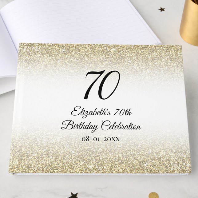 Livro De Visitas Minimalist Elegant Gold and Black 70th Birthday (Criador carregado)
