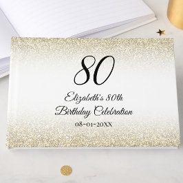 Livro De Visitas Minimalist Elegant Gold and Black 80th Birthday
