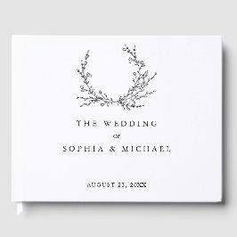 Livro De Visitas Minimalist Floral Line Art Wedding Guest Book