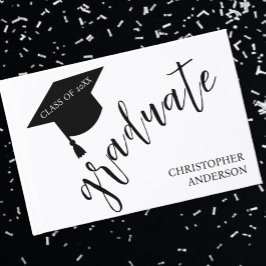 Livro De Visitas Minimalist Grad Cap Black & White Graduation