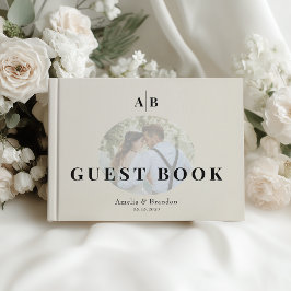 Livro De Visitas Minimalist Ivory Photo Wedding