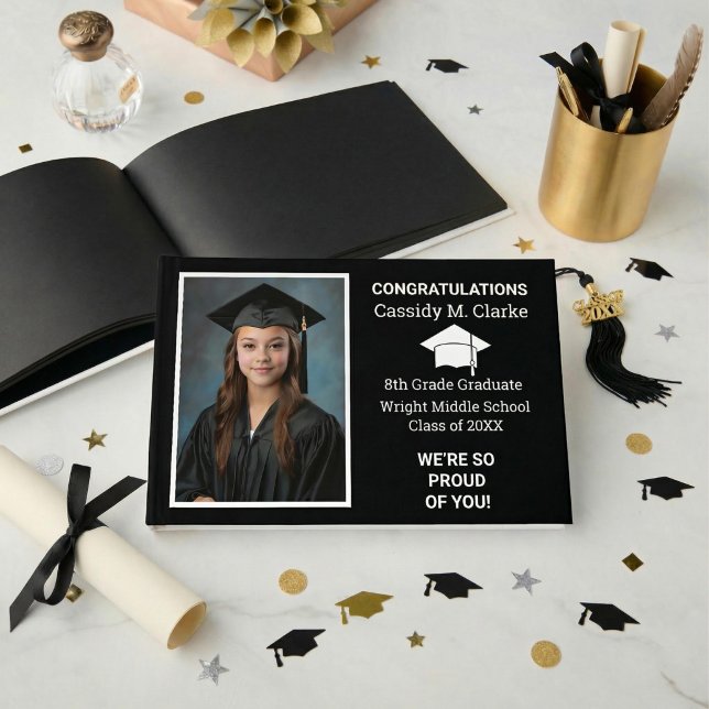 Livro De Visitas Minimalist Photo 8th Grade Graduation Yard Sign (Criador carregado)