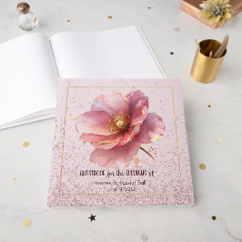 Livro De Visitas Minimalist Pink and Gold Poppy Wedding