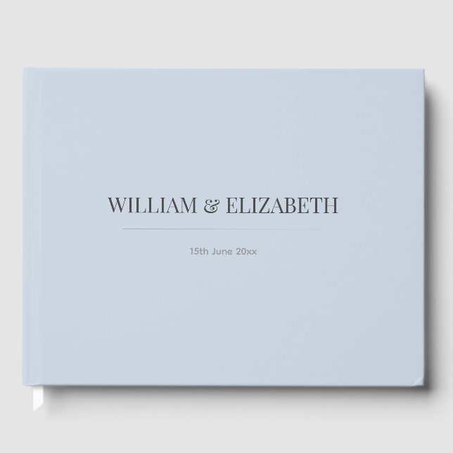 Livro De Visitas Minimalist Wedding Guest Book | Dusty  Blue (Frente)