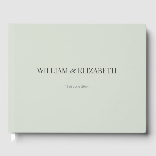 Livro De Visitas Minimalist Wedding Guest Book | Pale Sage Green (Frente)