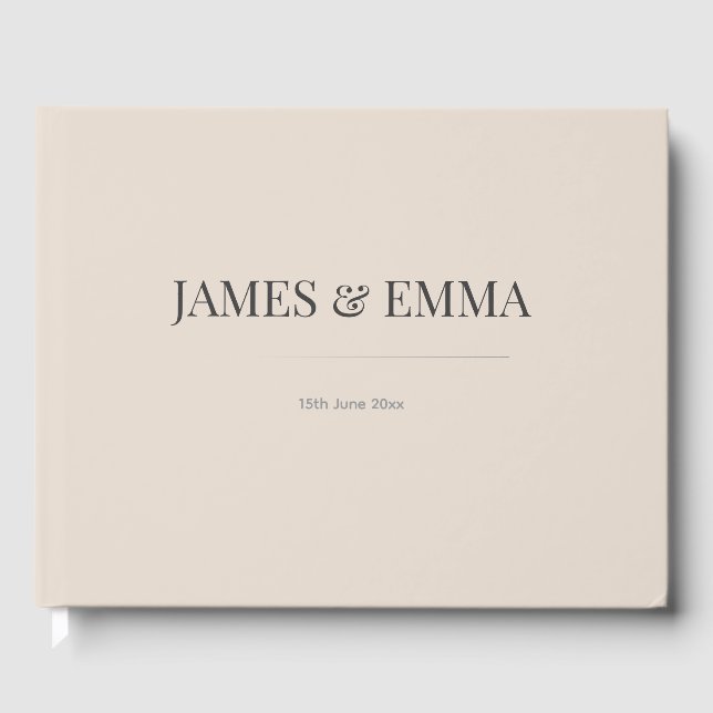 Livro De Visitas Minimalist Wedding Guest Book Soft Latte (Frente)