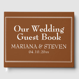 Livro De Visitas Minimalista de Borda Moderna do Boho Brown