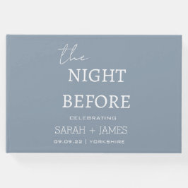 Livro De Visitas Minimalista Dusty Blue na noite antes do casamento