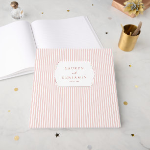 Livro De Visitas Minimalista Listrado Rosa Elegante