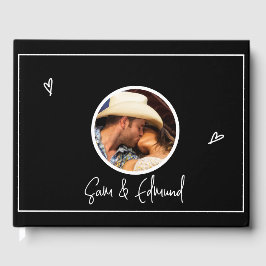 Livro De Visitas Minimalista Preto e Branco - Foto-