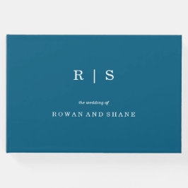 Livro De Visitas Mínimo e azul-chic | White Border Guest Book