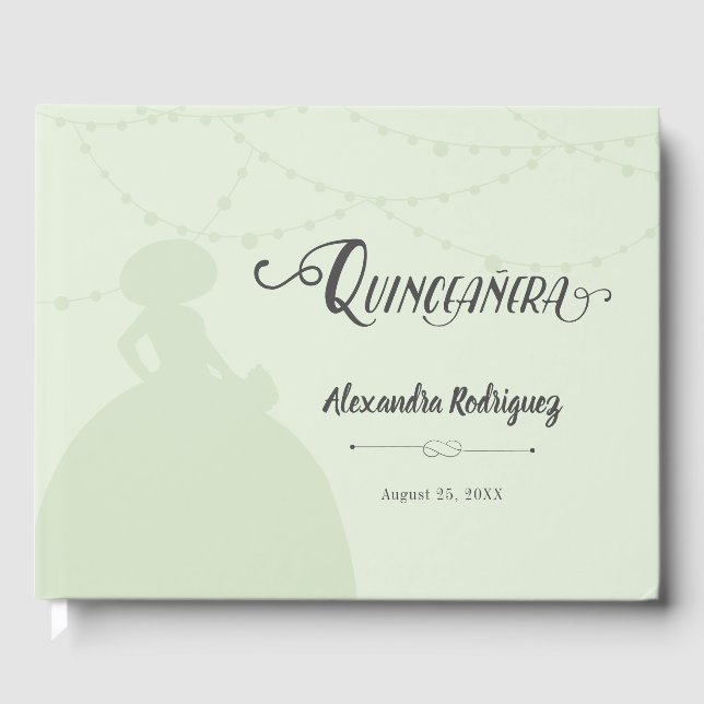 Livro De Visitas Mint Green Charro Silhouette Quinceanera (Frente)