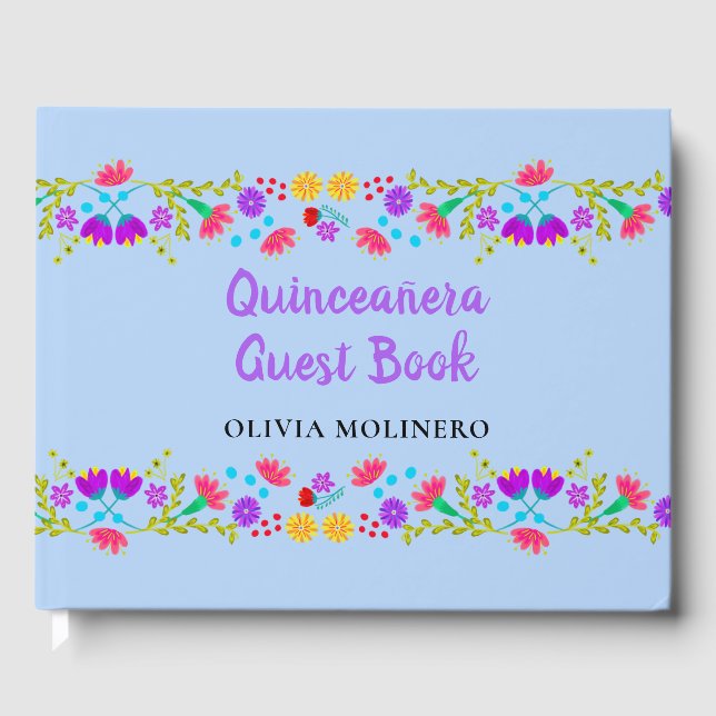 Livro De Visitas Mis Quince Anos Light Floral Quinceanera (Frente)