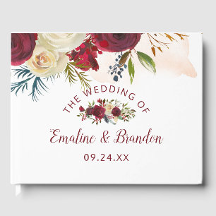 Livro De Visitas Mistletoe Manor Watercolor Winter Floral Wedding