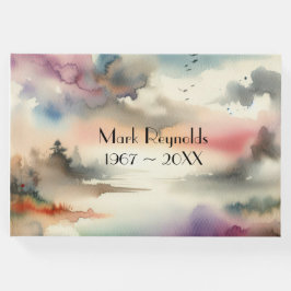 Livro De Visitas Mistura Árvores e Aves em Aquarela