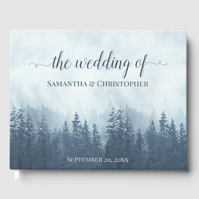 Livro De Visitas Misty Blue Mountain & Pines Rustic Weding (Frente)