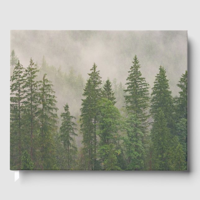 Livro De Visitas Misty Foggy Forest Trees (Frente)
