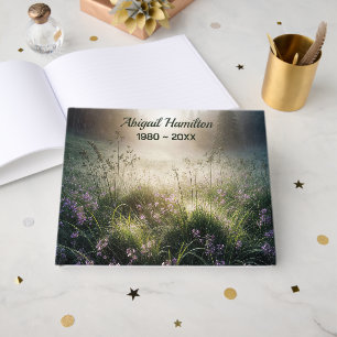 Livro De Visitas Misty Morning Meadow Com Flores Selvagens
