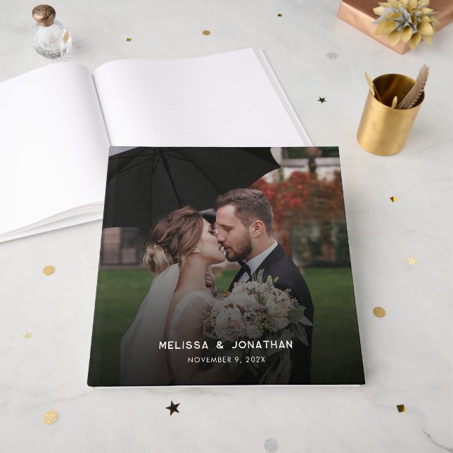 Livro De Visitas Modern 1 Photo Wedding (Frente aberta)