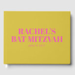 Livro De Visitas Modern Bat Mitzvah Cute Amarelo Rosa Personalizado<br><div class="desc">Bat Moderno MitzvahCute rosa e Livro de Convidados Personalizado Amarelo</div>