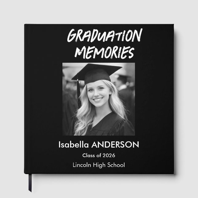 Livro De Visitas Modern Black and White Graduation Party (Frente)