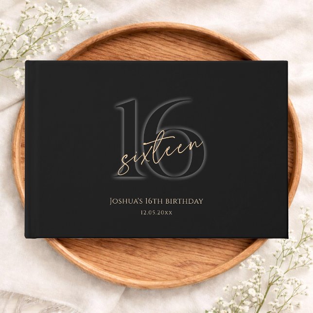 Livro De Visitas Modern Black Gold 16th Birthday (Modern Black Gold 16th Birthday Guest Book)